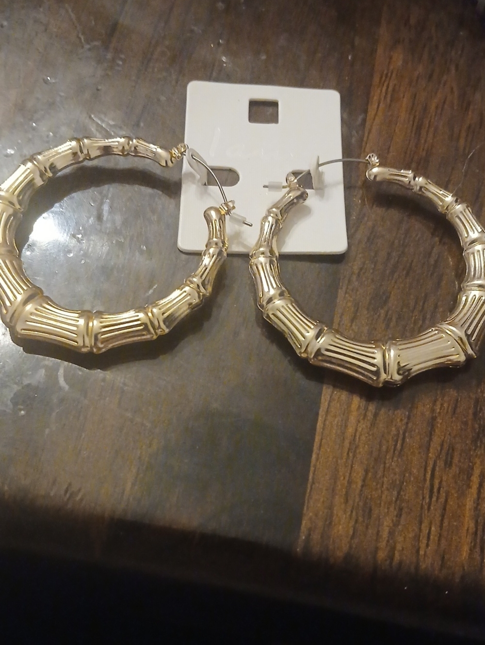 Gold Bamboo-Style Textured Hoop Earrings - Women Jewelry